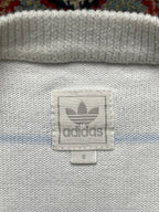 Vintage Adidas Originals Trefoil White Pastel Striped Knit Crewneck Sweater - M