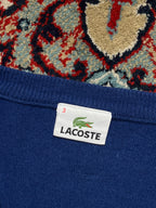 LACOSTE Royal Blue Wool V-Neck Classic Knit Sweater - M