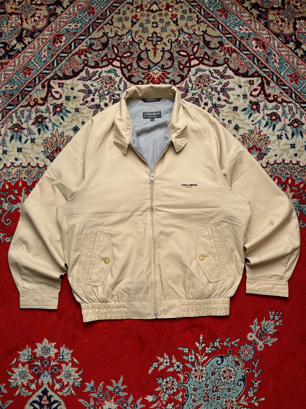 Vintage TROY BROS Beige Windbreaker Bomber Jacket - L