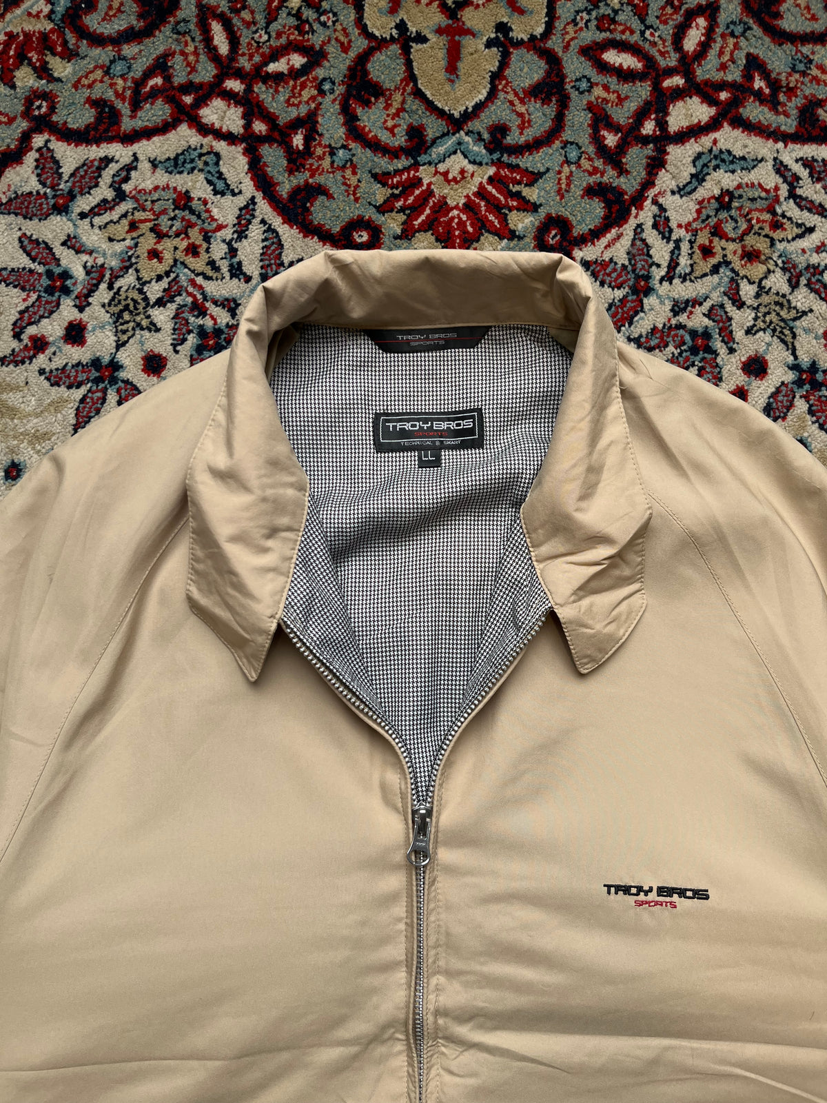 Vintage TROY BROS Beige Windbreaker Bomber Jacket - L