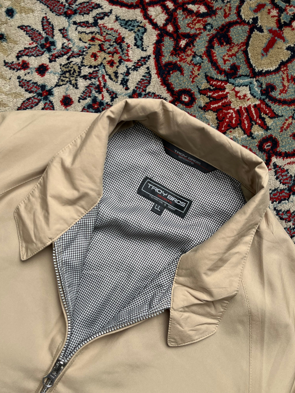 Vintage TROY BROS Beige Windbreaker Bomber Jacket - L