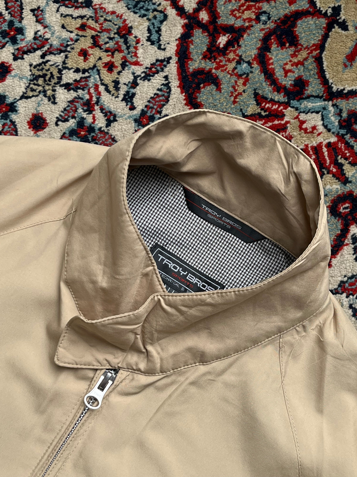 Vintage TROY BROS Beige Windbreaker Bomber Jacket - L