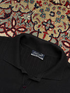 Vintage CROCODILE ORIGINAL Black Ribbed Polo Collar Knit Sweater - M