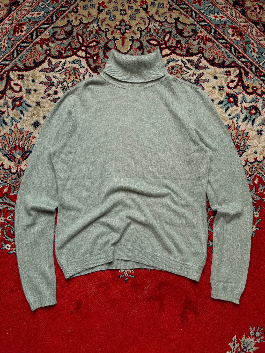 LAUREN RALPH LAUREN Women Sage Green Silk Cashmere Blend Turtleneck - L