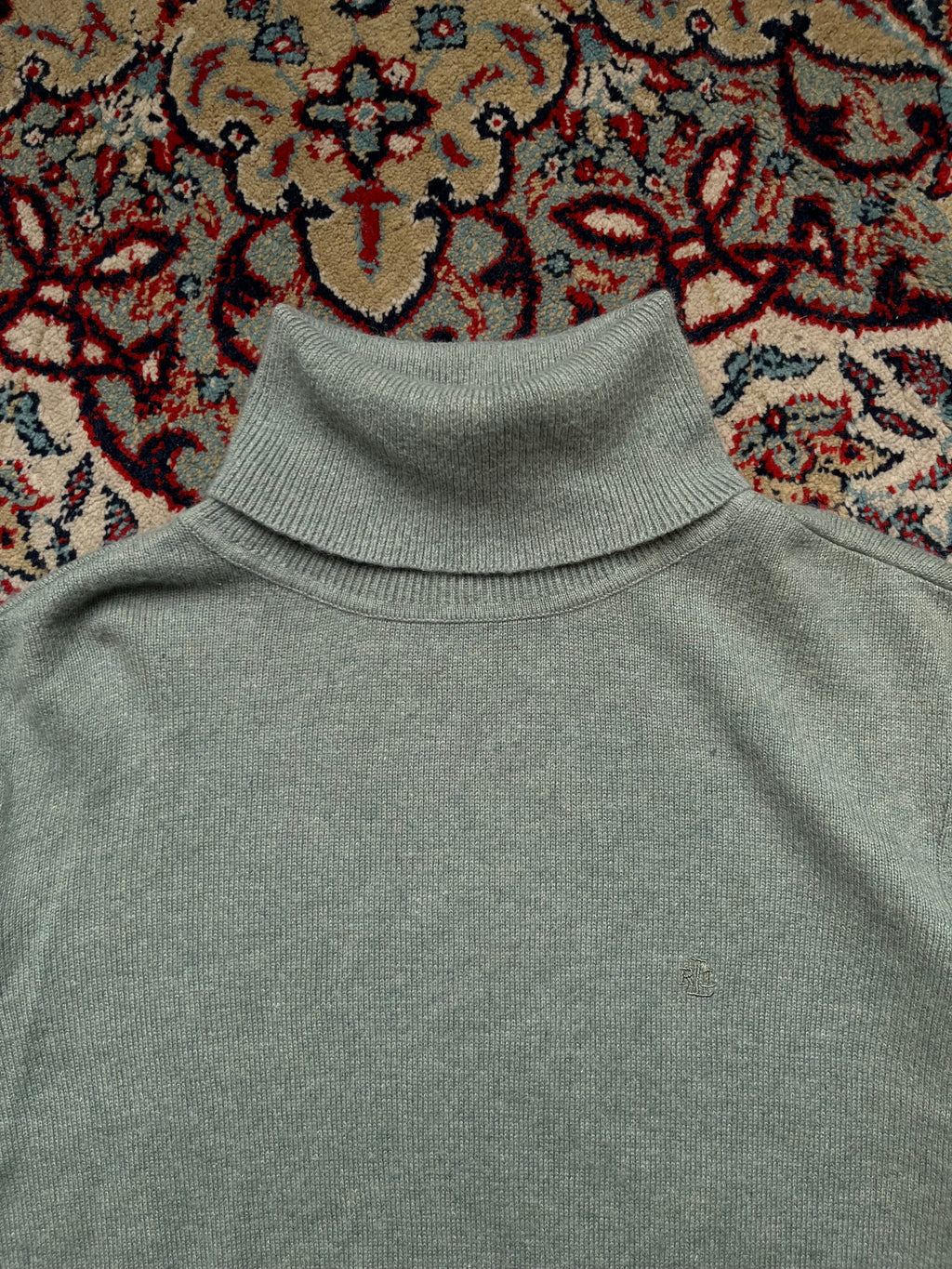 LAUREN RALPH LAUREN Women Sage Green Silk Cashmere Blend Turtleneck - L