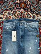 G-Star Raw GS RAW 01 Distressed Paint Splatter Straight Fit JEANS - 32