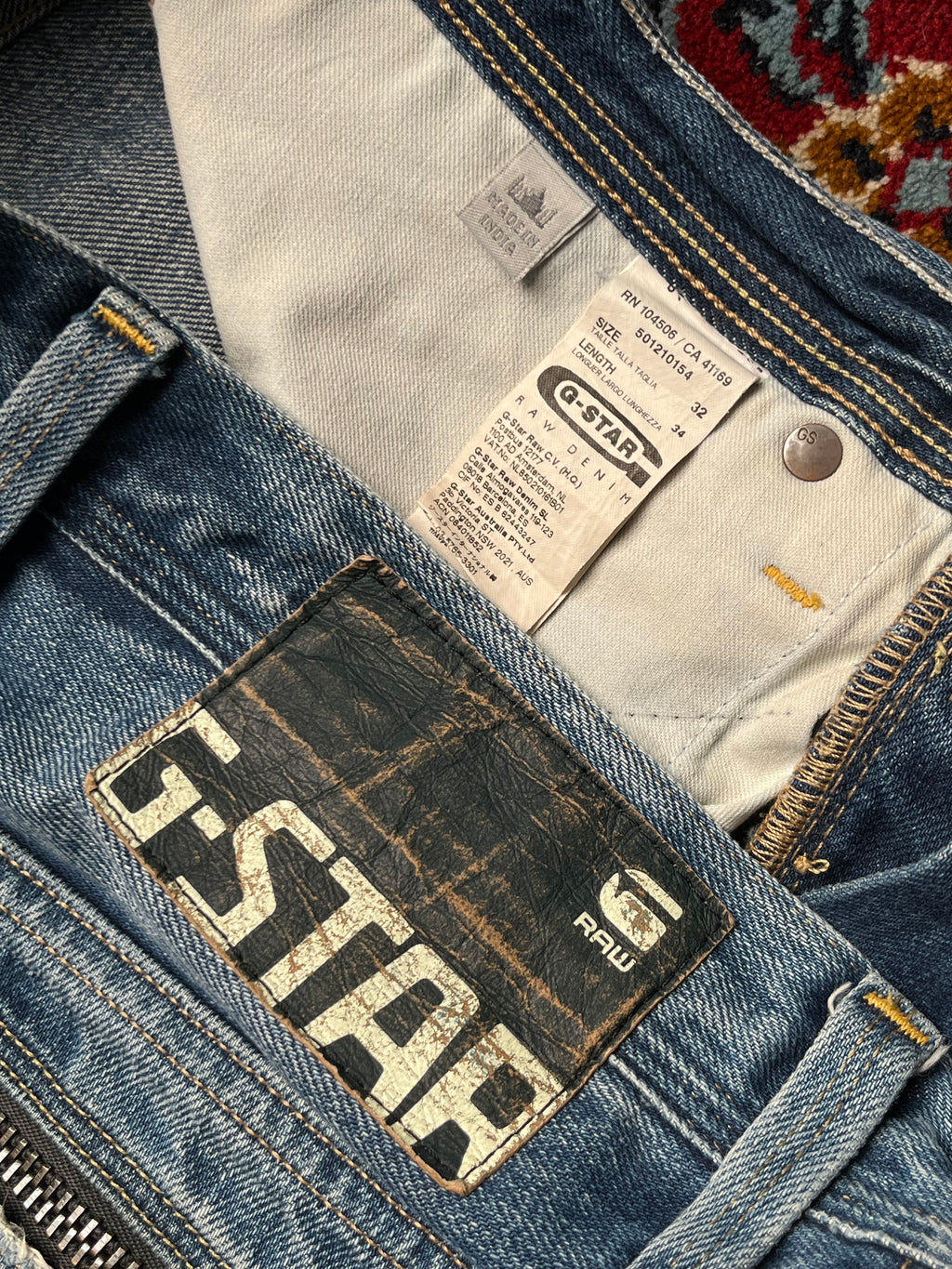 G-Star Raw GS RAW 01 Distressed Paint Splatter Straight Fit JEANS - 32