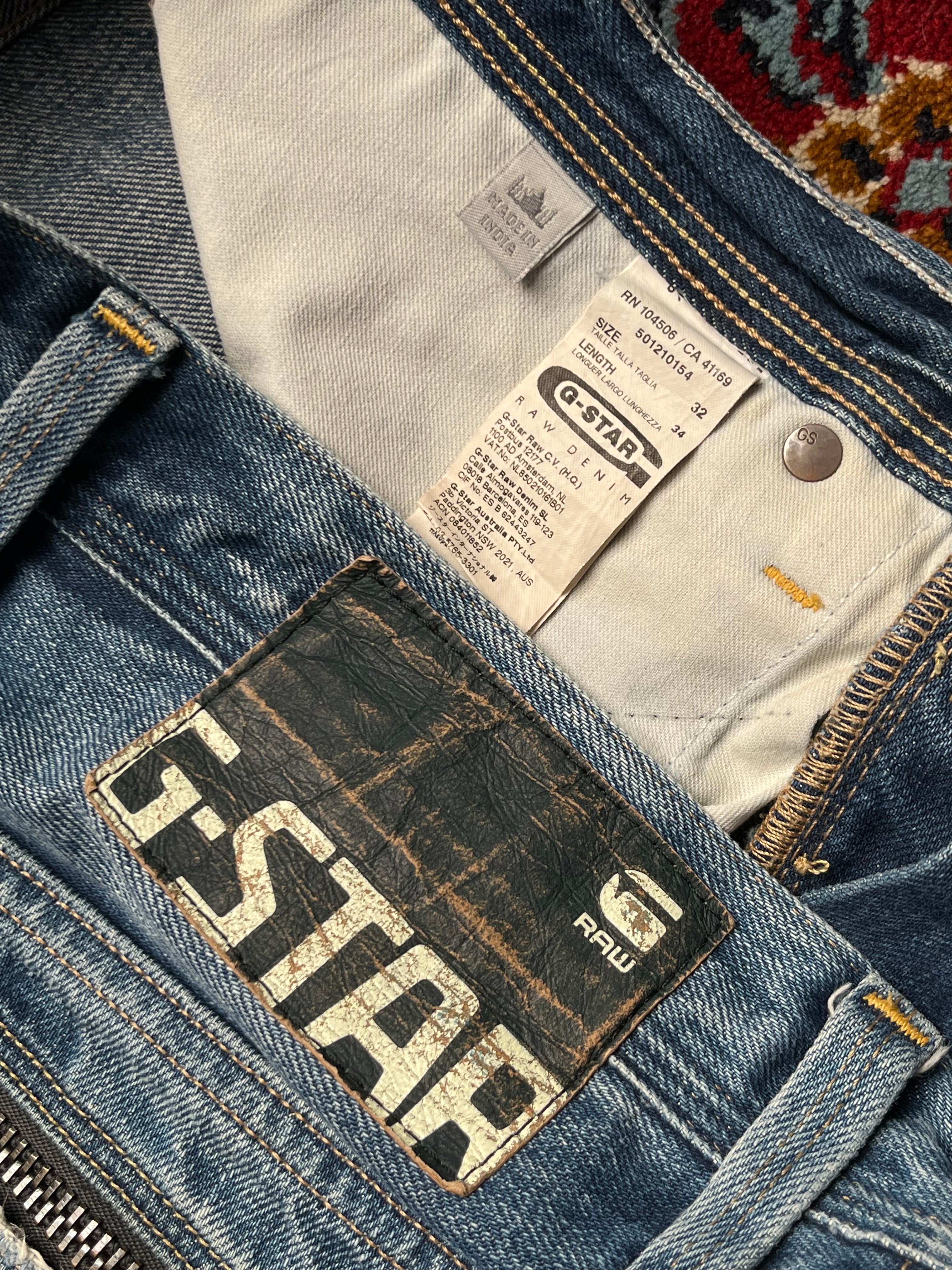 G-Star Raw GS RAW 01 Distressed Paint Splatter Straight Fit JEANS - 32