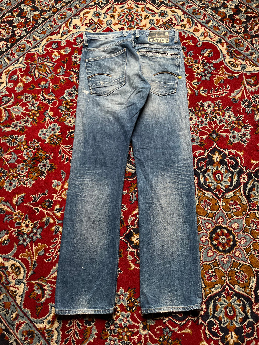 G-Star Raw GS RAW 01 Distressed Paint Splatter Straight Fit JEANS - 32