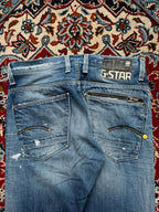 G-Star Raw GS RAW 01 Distressed Paint Splatter Straight Fit JEANS - 32