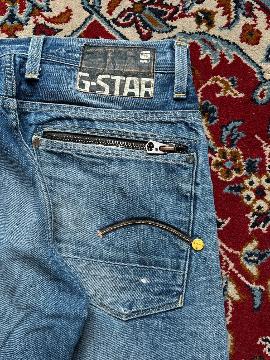 G-Star Raw GS RAW 01 Distressed Paint Splatter Straight Fit JEANS - 32