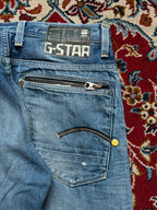 G-Star Raw GS RAW 01 Distressed Paint Splatter Straight Fit JEANS - 32