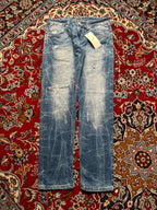 Kosmo Lupo K&M Distressed Embroidered Panther Graphic JEANS - 32