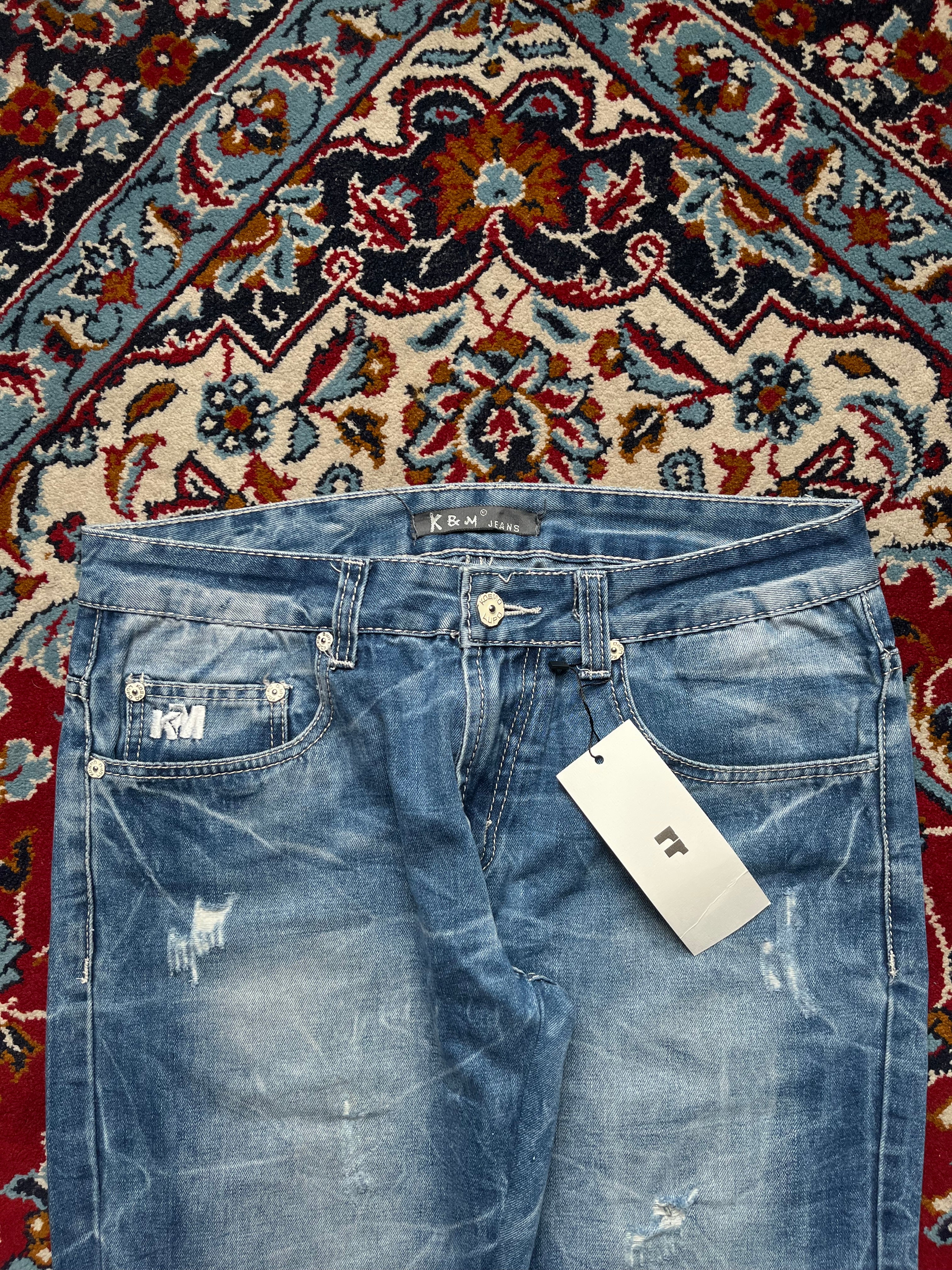 Kosmo Lupo K&M Distressed Embroidered Panther Graphic JEANS - 32