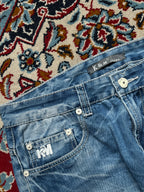 Kosmo Lupo K&M Distressed Embroidered Panther Graphic JEANS - 32