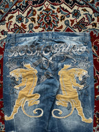 Kosmo Lupo K&M Distressed Embroidered Panther Graphic JEANS - 32