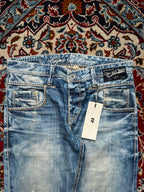 Cipo & Baxx Distressed Thick Stitch Light WashED STRAIGHT FIT JEANS - 34