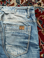 Cipo & Baxx Distressed Thick Stitch Light WashED STRAIGHT FIT JEANS - 34