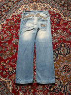 Vintage Replay Wide FIT Embroidered Spellout Light WashED JEANS - 32