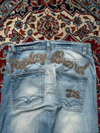 Vintage Replay Wide FIT Embroidered Spellout Light WashED JEANS - 32
