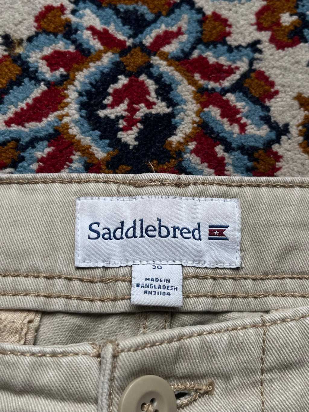 Saddlebred Khaki Cotton Casual Cargo Shorts - 30