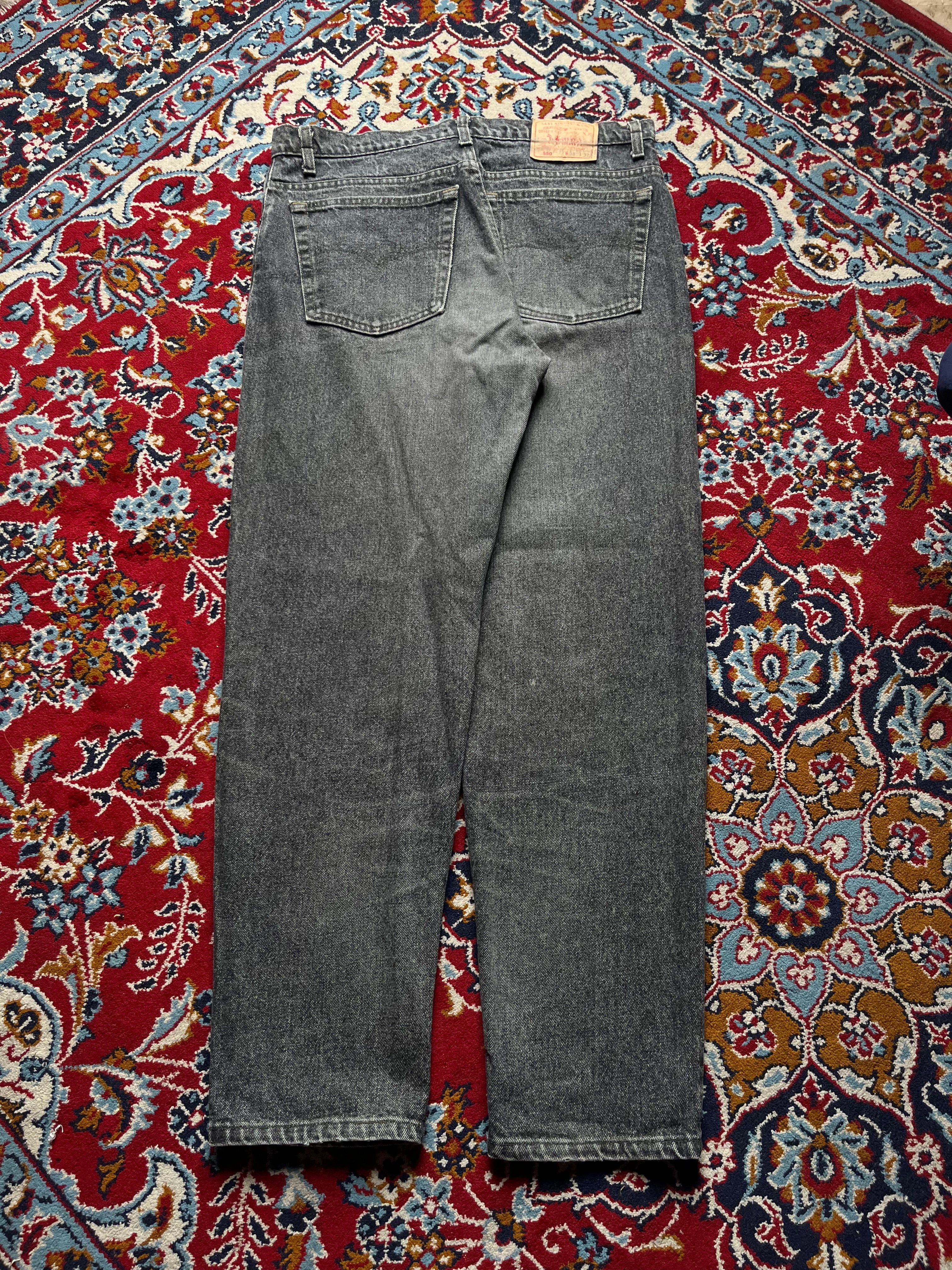 Vintage Levi's 550 Heavyweight Blackish gray WashED Denim JEANS - 36