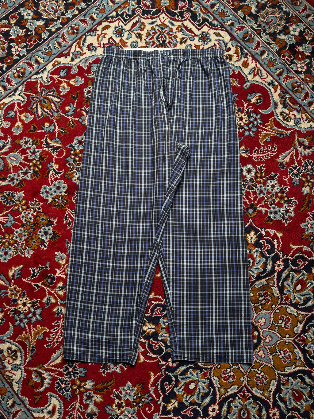 Marks & Spencer Men Blue Black Check Elastic Waist Pajama - 34