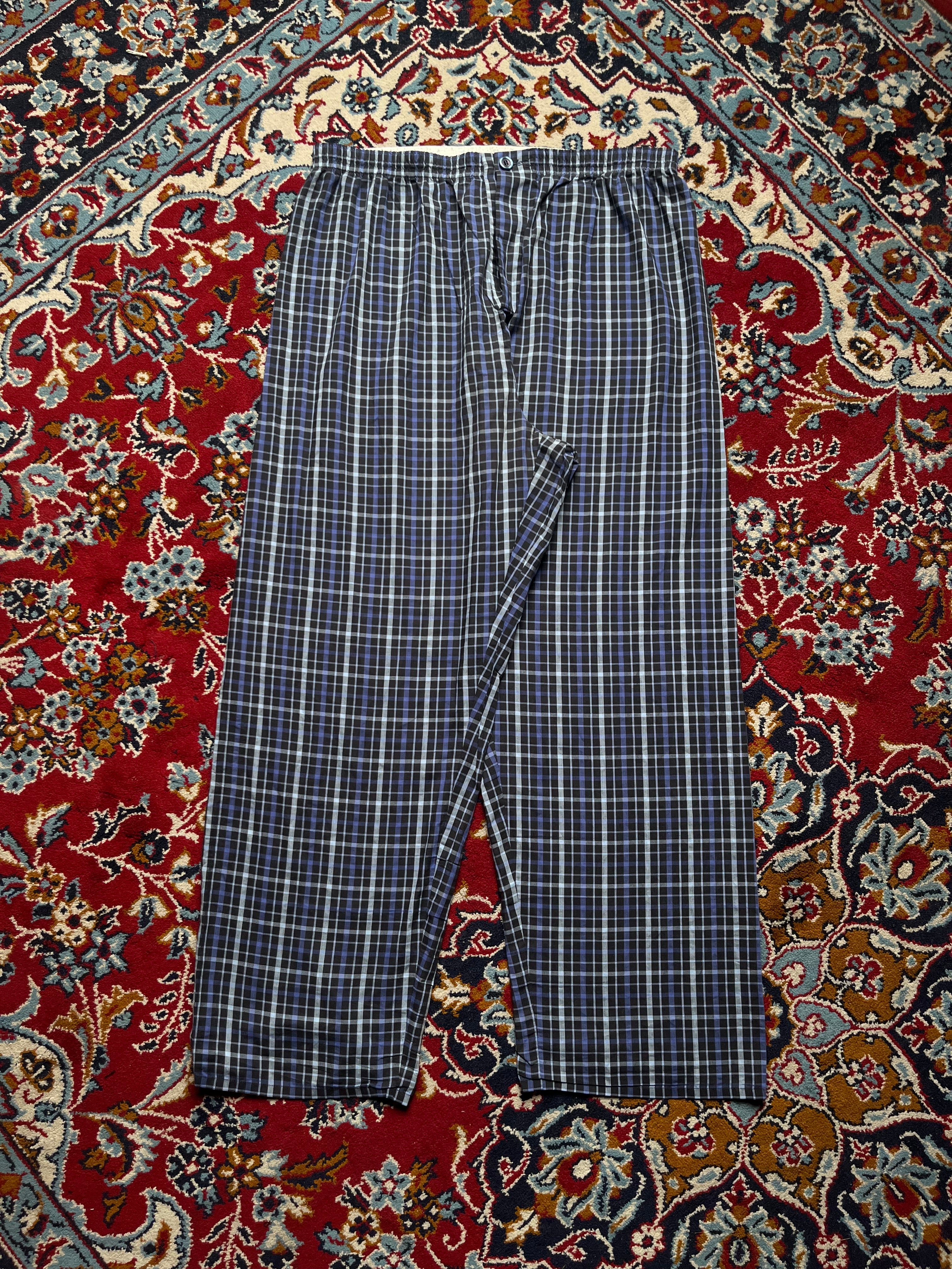 Marks & Spencer Men Blue Black Check Elastic Waist Pajama - 34