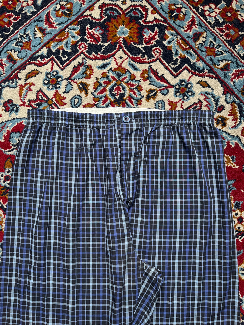 Marks & Spencer Men Blue Black Check Elastic Waist Pajama - 34