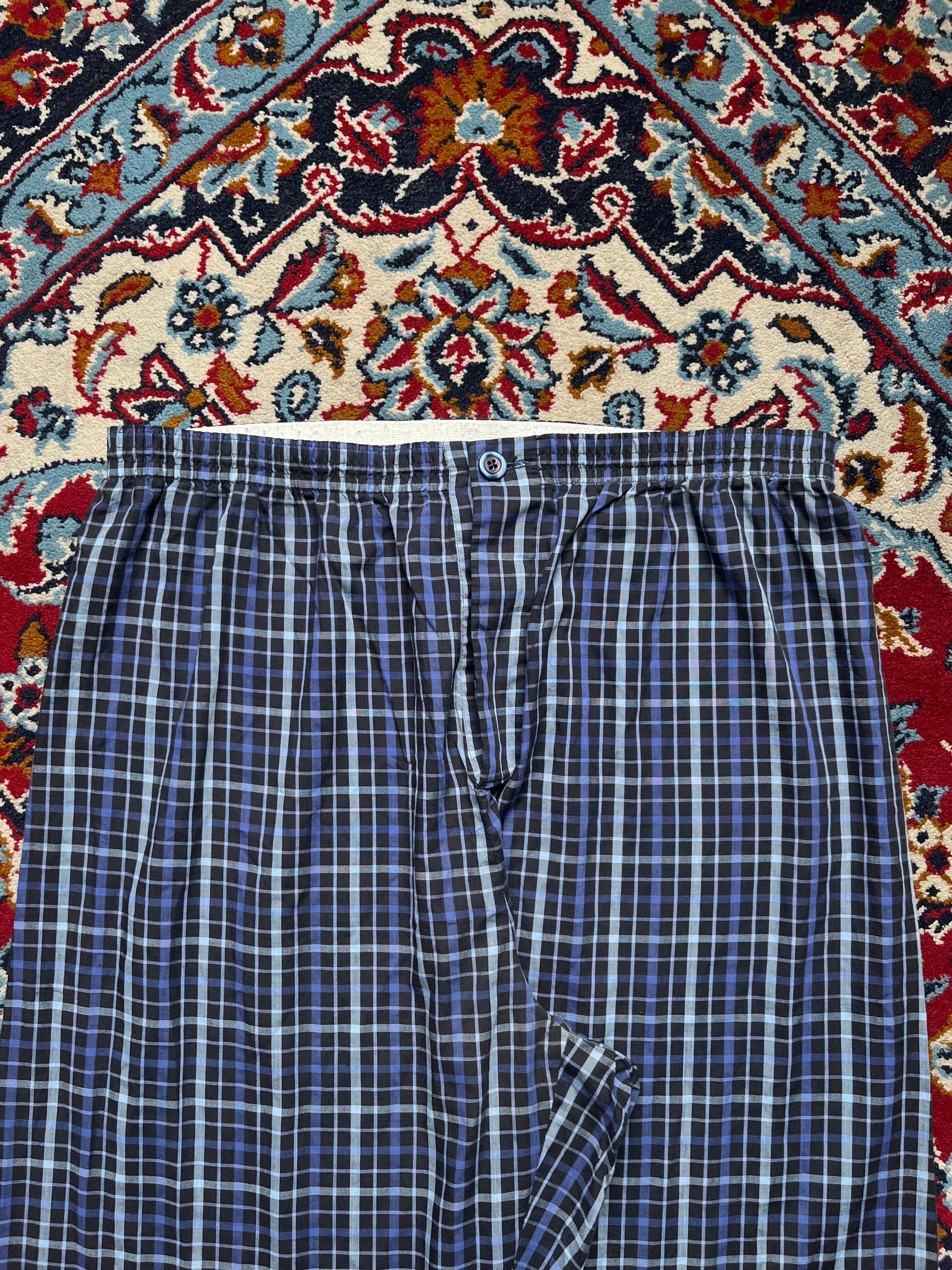 Marks & Spencer Men Blue Black Check Elastic Waist Pajama - 34