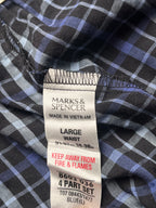 Marks & Spencer Men Blue Black Check Elastic Waist Pajama - 34