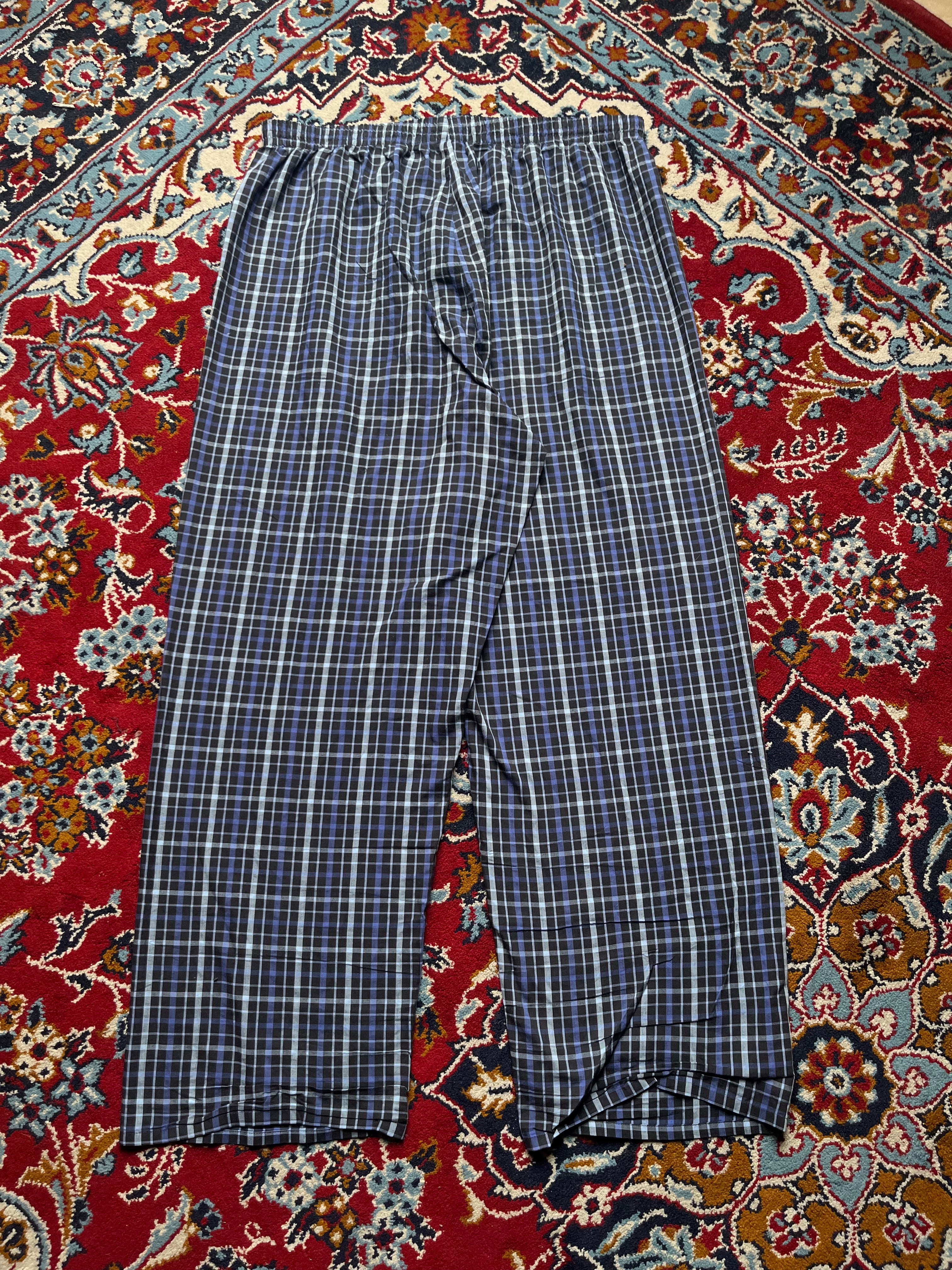 Marks & Spencer Men Blue Black Check Elastic Waist Pajama - 34
