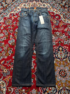 Vintage Hugo Boss Distressed Stitching Details Straight BOOTCUT Dark WashED JEANS - 30