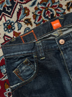 Vintage Hugo Boss Distressed Stitching Details Straight BOOTCUT Dark WashED JEANS - 30