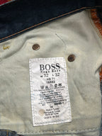 Vintage Hugo Boss Distressed Stitching Details Straight BOOTCUT Dark WashED JEANS - 30