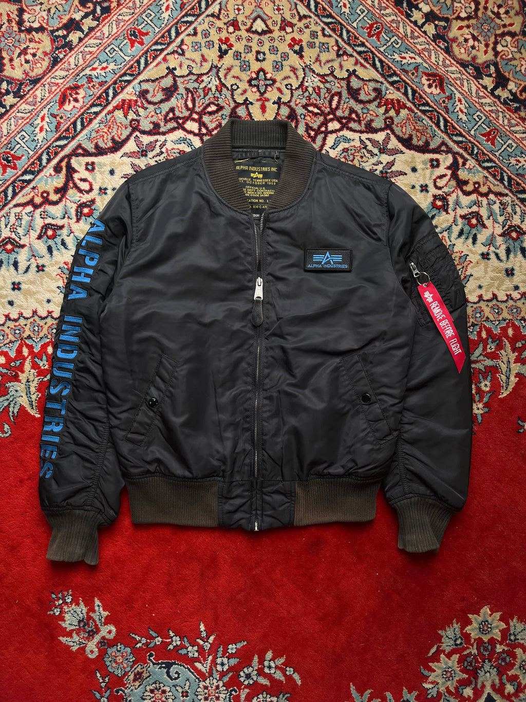 Alpha Industries Embroidered Sleeve MA-1 Padded Flight Bomber Jacket - L