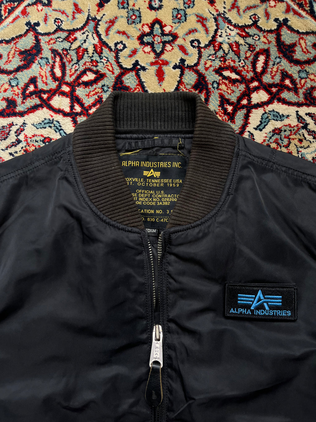 Alpha Industries Embroidered Sleeve MA-1 Padded Flight Bomber Jacket - L