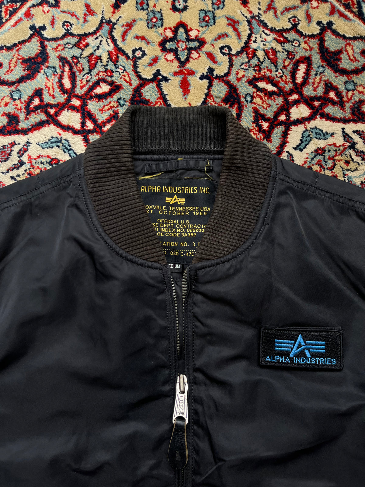 Alpha Industries Embroidered Sleeve MA-1 Padded Flight Bomber Jacket - L
