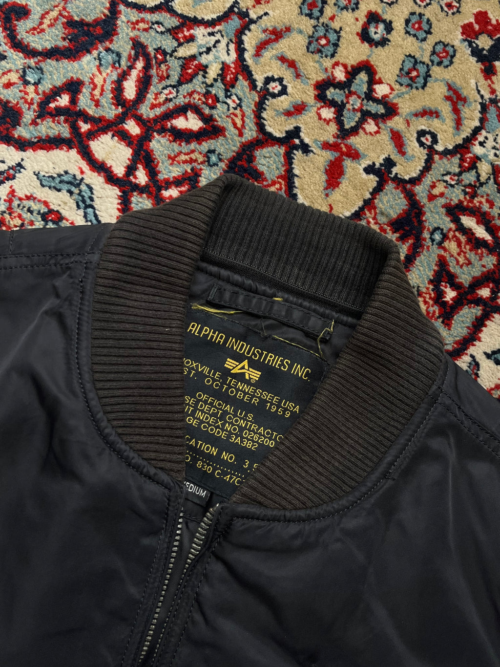 Alpha Industries Embroidered Sleeve MA-1 Padded Flight Bomber Jacket - L