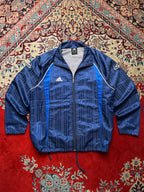 Vintage 90s Adidas Shiny Striped Mesh Lined Full Zip Track Jacket - M