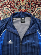 Vintage 90s Adidas Shiny Striped Mesh Lined Full Zip Track Jacket - M
