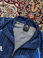 Vintage 90s Adidas Shiny Striped Mesh Lined Full Zip Track Jacket - M