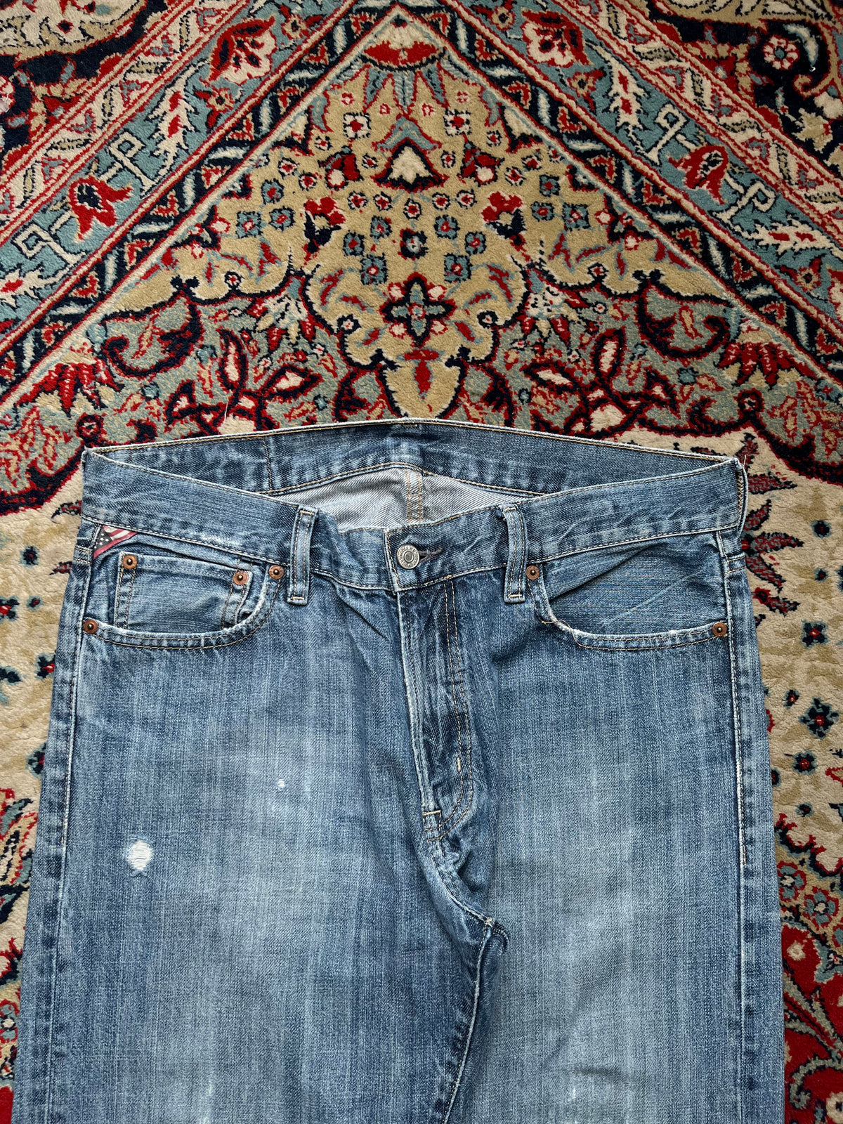 Denim & Supply Ralph Lauren Distressed Straight FIT Light WashED Jeans - 34