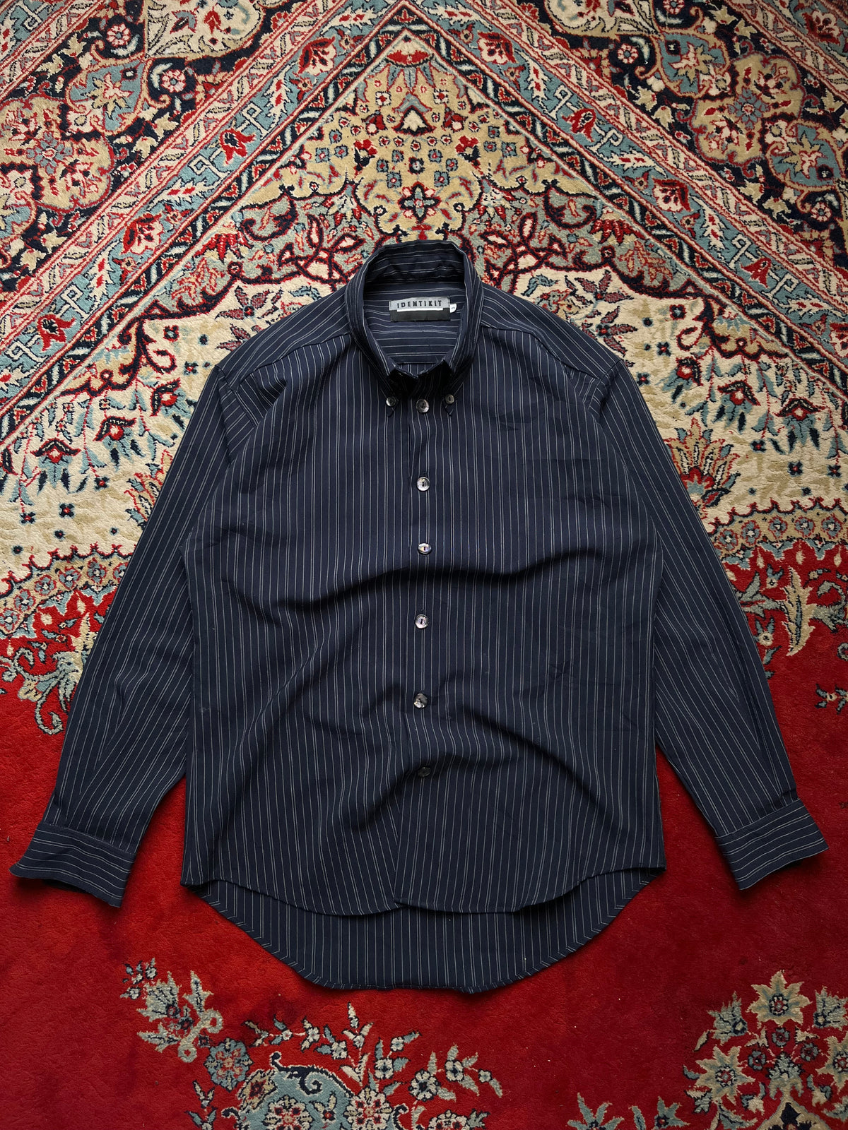 Identikit Pinstripe Button Down Dress Shirt - M