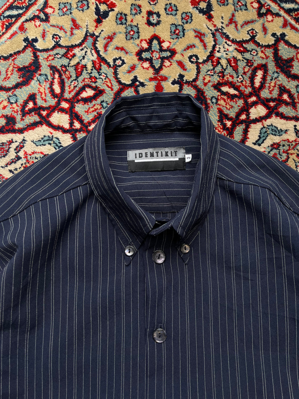 Identikit Pinstripe Button Down Dress Shirt - M