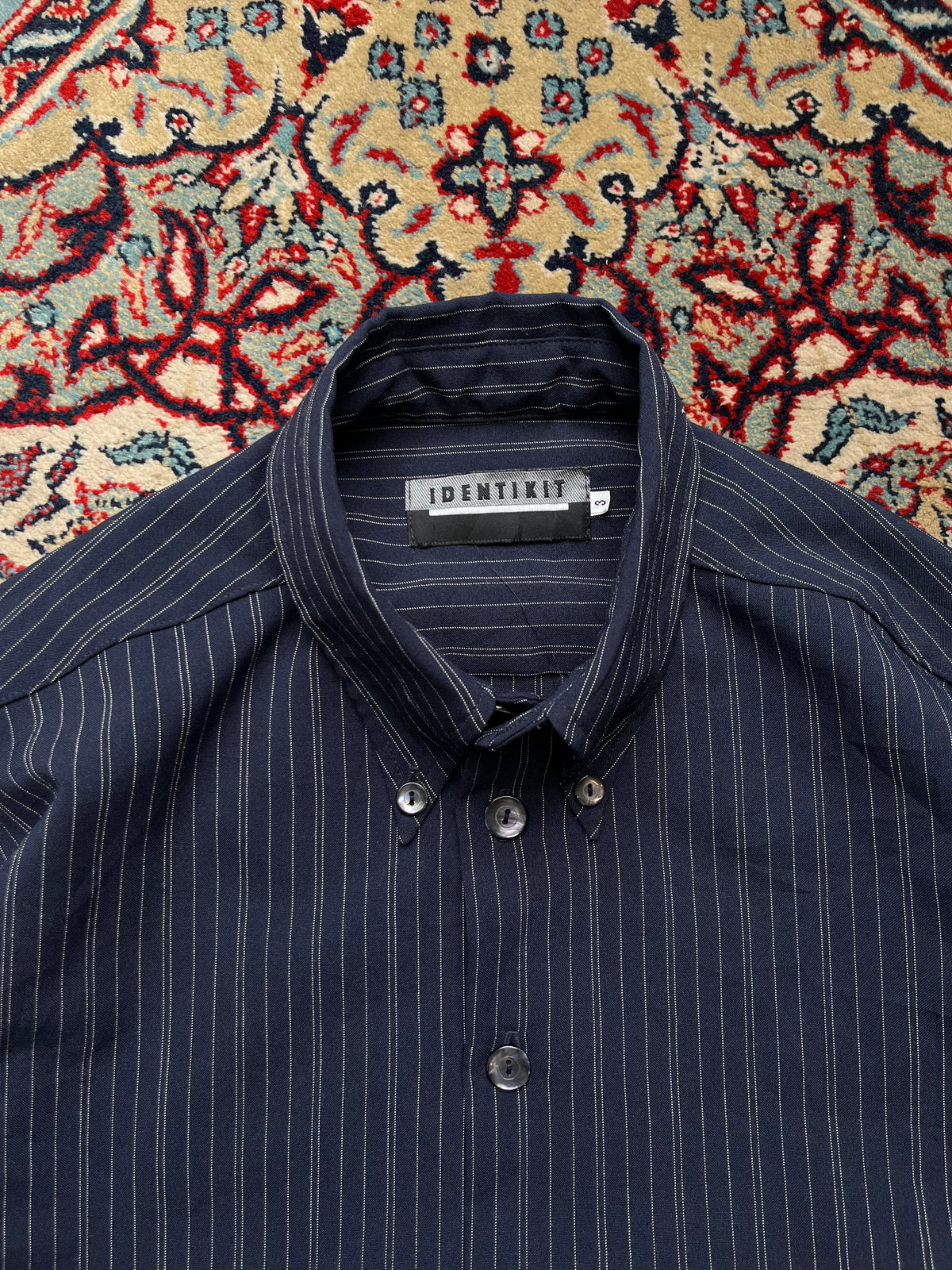 Identikit Pinstripe Button Down Dress Shirt - M