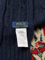 Polo Ralph Lauren Embroidered Ski Bear Navy Blue Knit Scarf