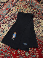 Polo Ralph Lauren Embroidered Puffer Bear Ribbed Knit Navy Scarf