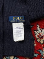 Polo Ralph Lauren Embroidered Sport Bear Ribbed Wool Navy Scarf