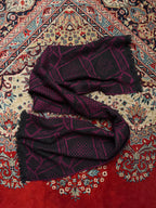 Versace Medusa Head Greek Key Wool Fringed Purple Black Scarf